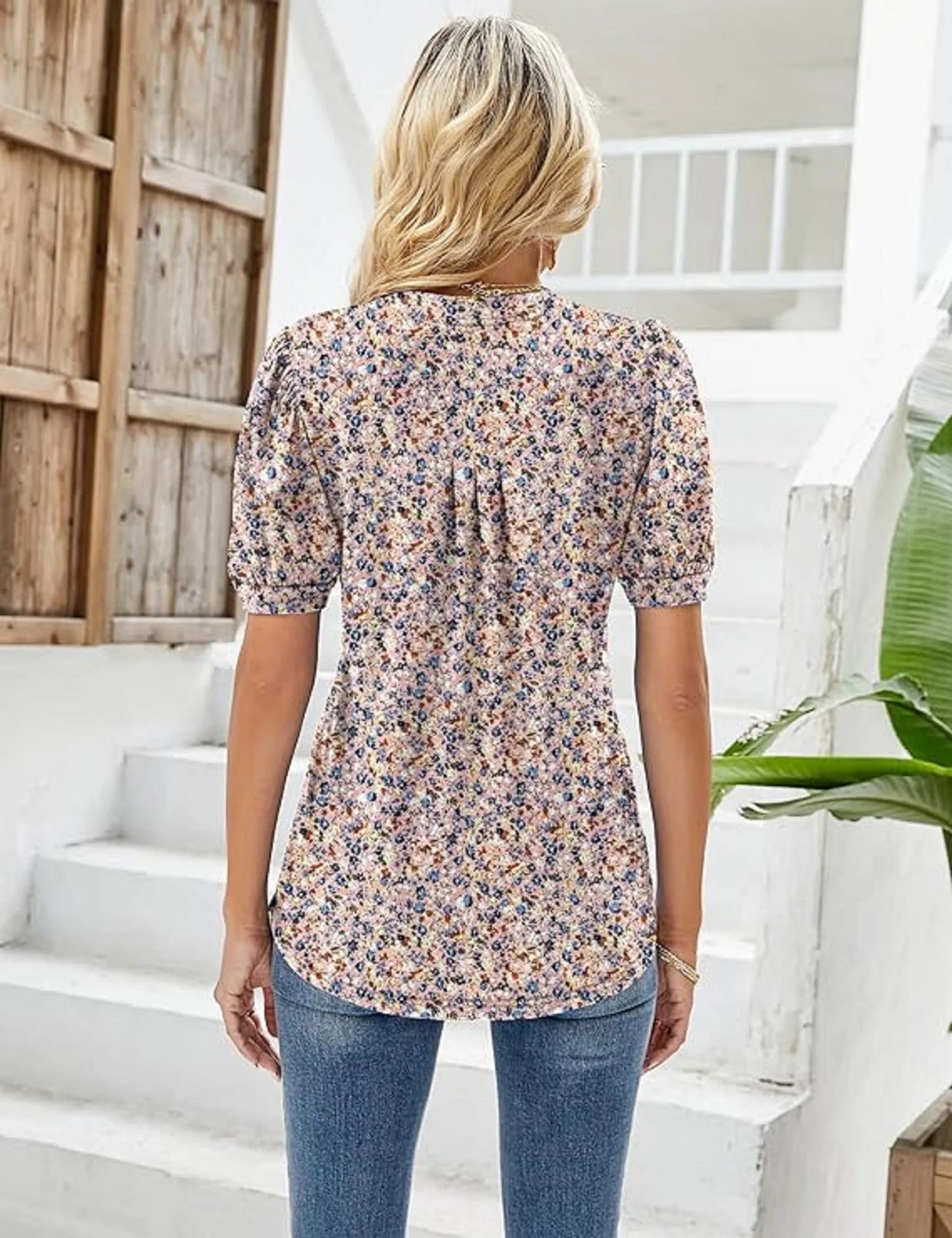 Women Floral Pleated Puff Sleeve Blouse | Eliana