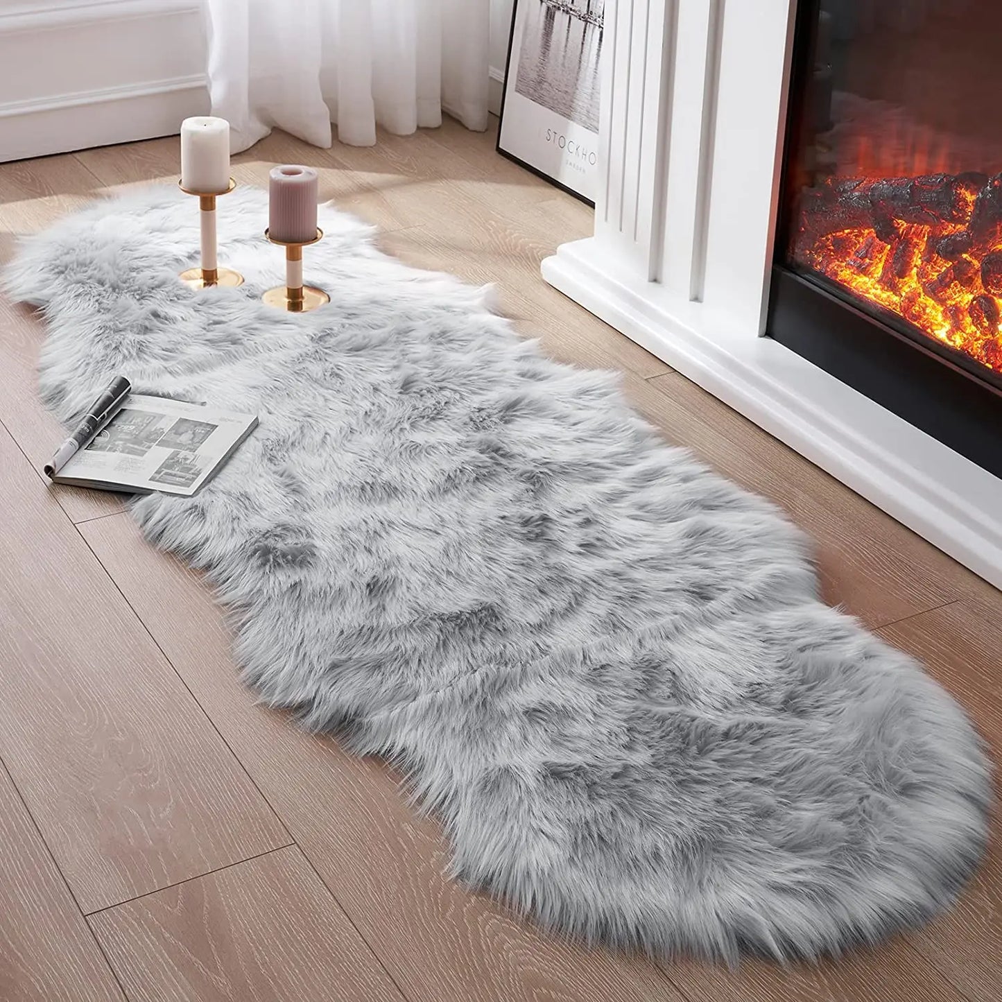 Washable Area Rug White Faux Sheepskin | Cozy Comfort 2