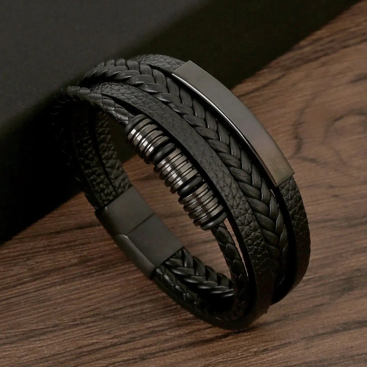 Variant image for Men's Leather Bracelet Black Multilayer | Urban Style-18