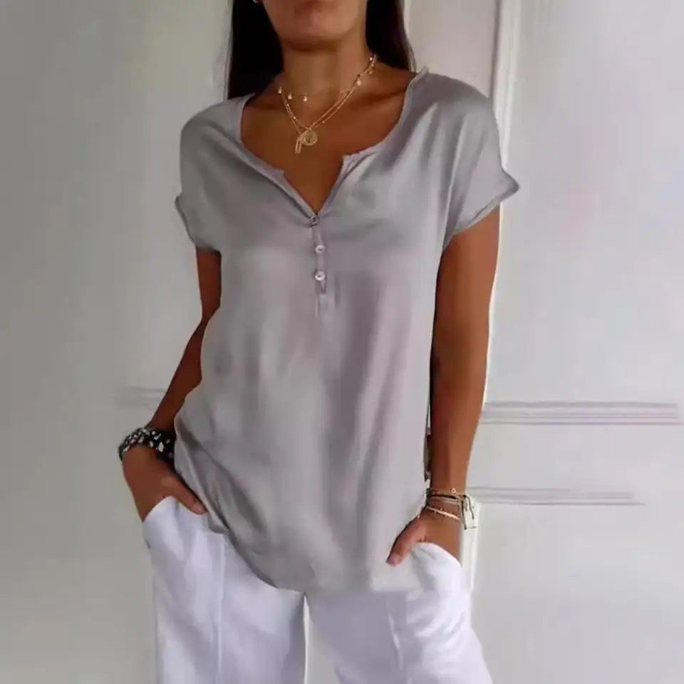 Women V-Neck Buttoned Top | Layla