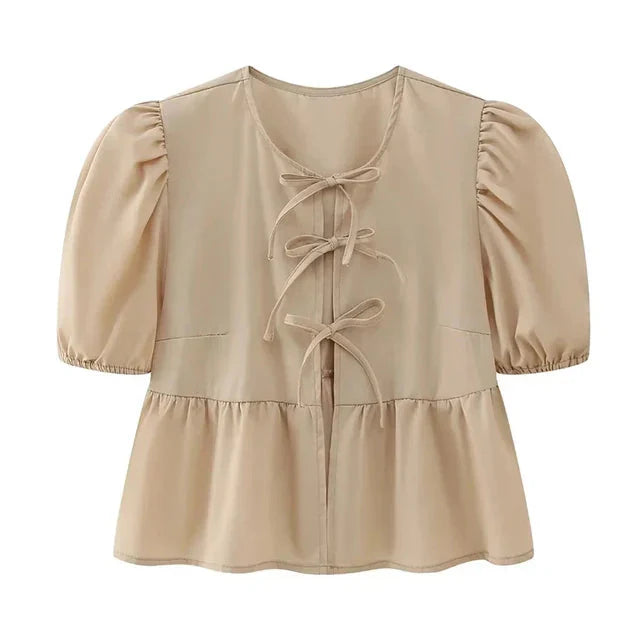 Women Leopard Print Puff Sleeve Top | Chloe
