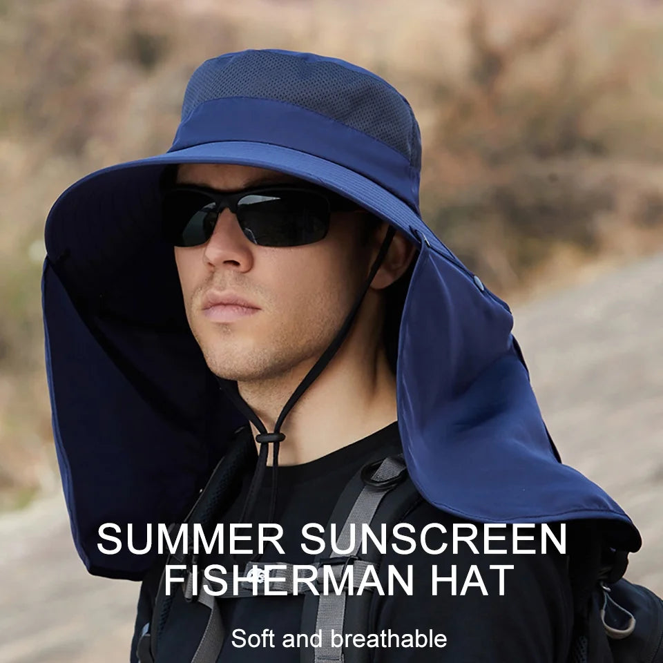Summer Sunshade Fishing and Cycling Cap with Oversized Brim – Waterproof, Breathable, Adjustable Outdoor Hat 2