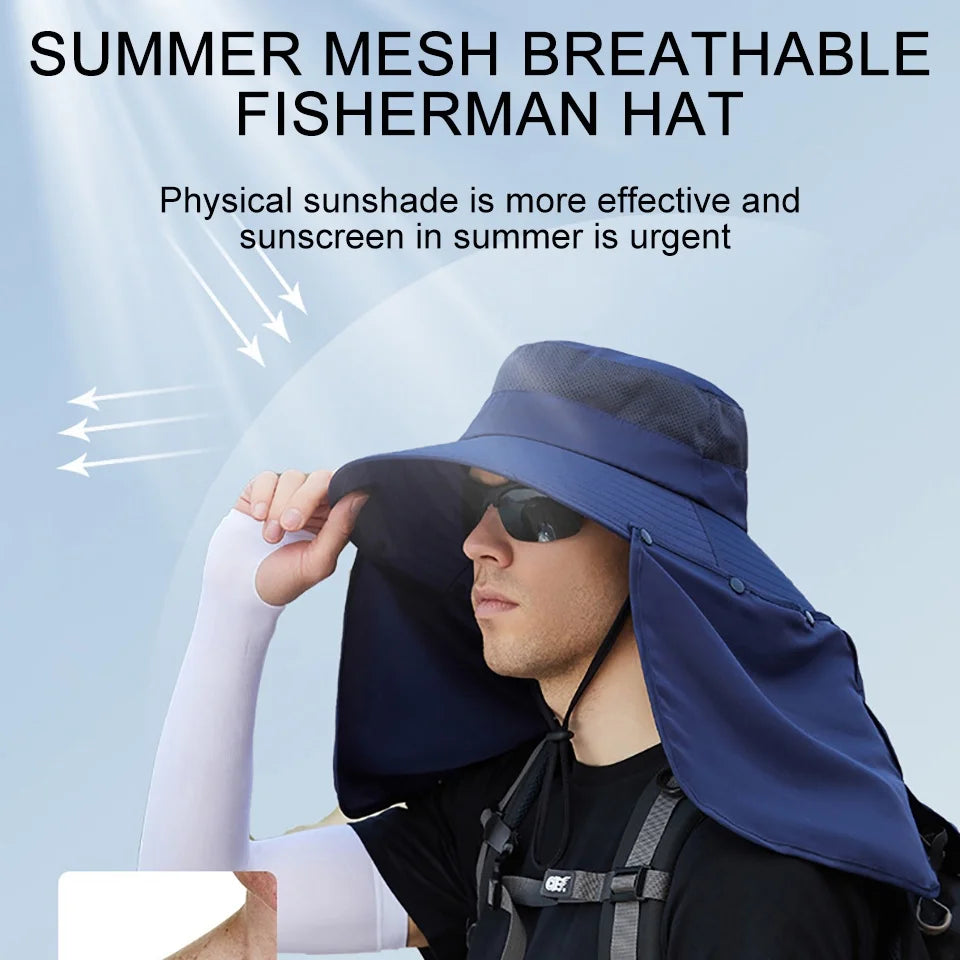 Summer Sunshade Fishing and Cycling Cap with Oversized Brim – Waterproof, Breathable, Adjustable Outdoor Hat 4