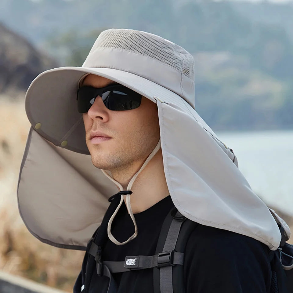 Summer Sunshade Fishing and Cycling Cap with Oversized Brim – Waterproof, Breathable, Adjustable Outdoor Hat 9
