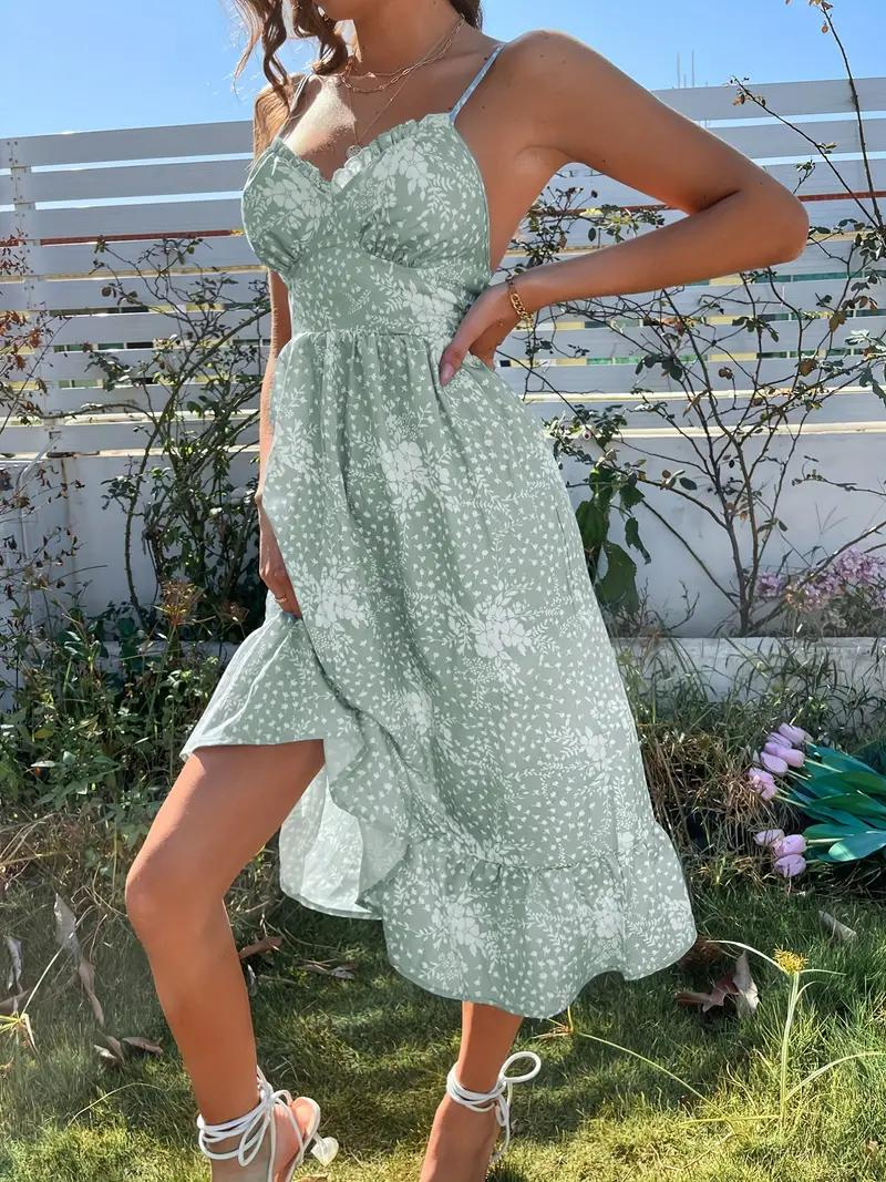 Women Floral Spaghetti Strap Midi Dress | Banora