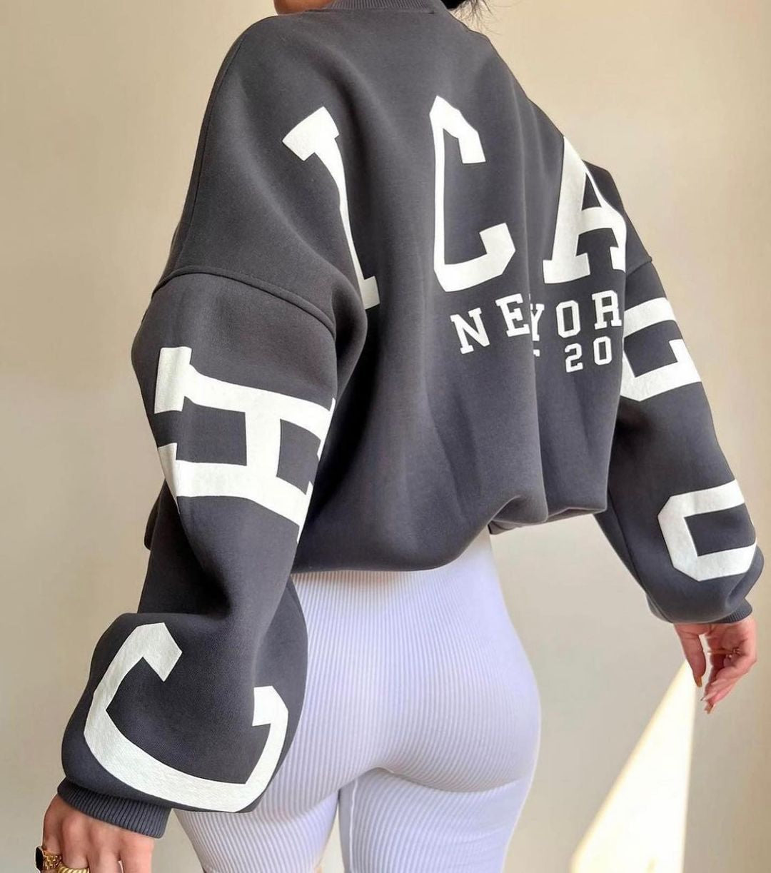 Women Oversized Letter Print Sweatshirt | Victoria