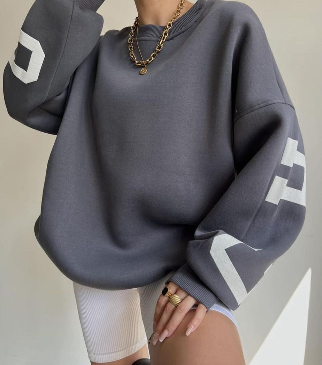 Women Oversized Letter Print Sweatshirt | Victoria