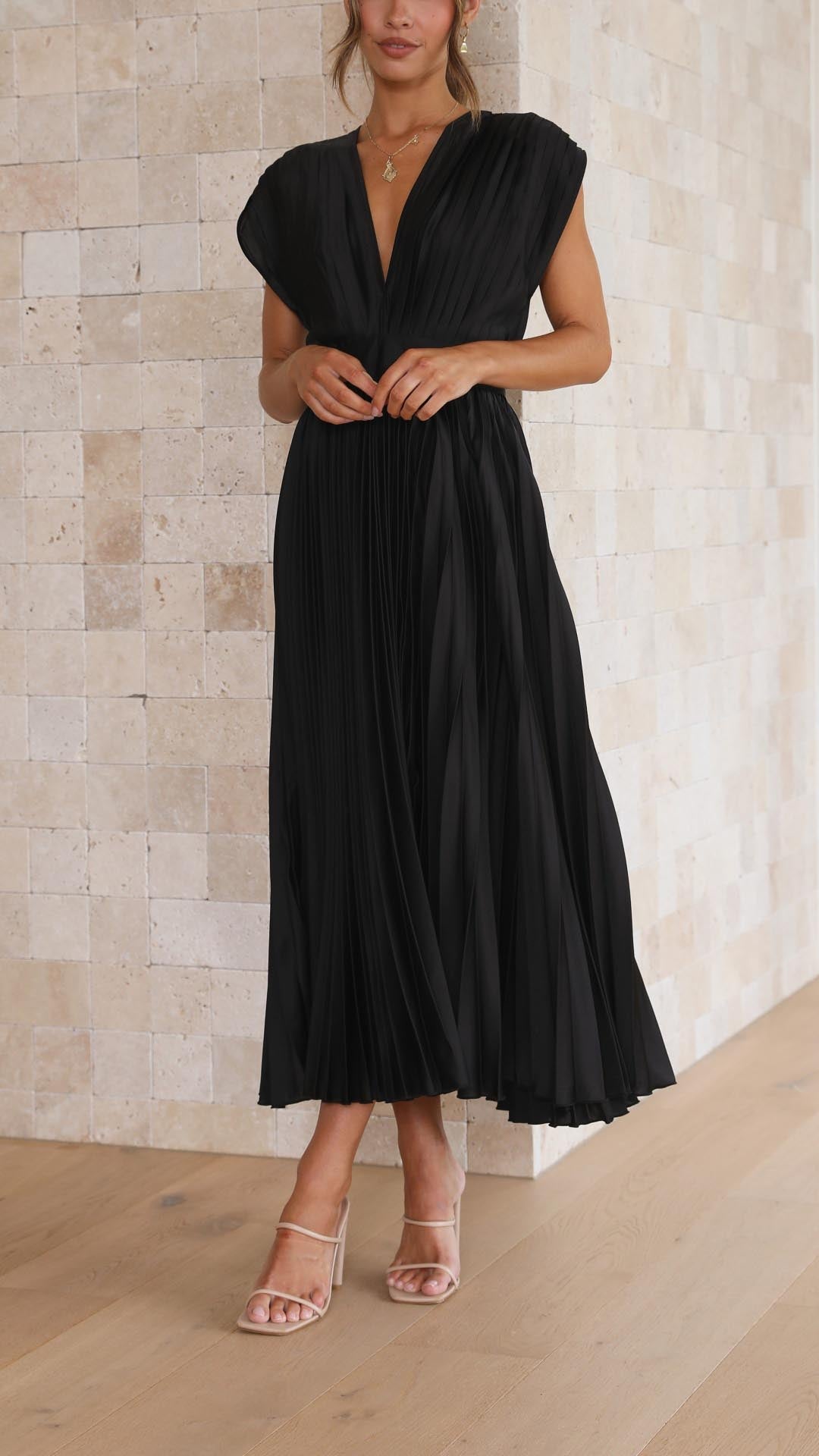 Women Elegant Pleated Midi Dress | Mila