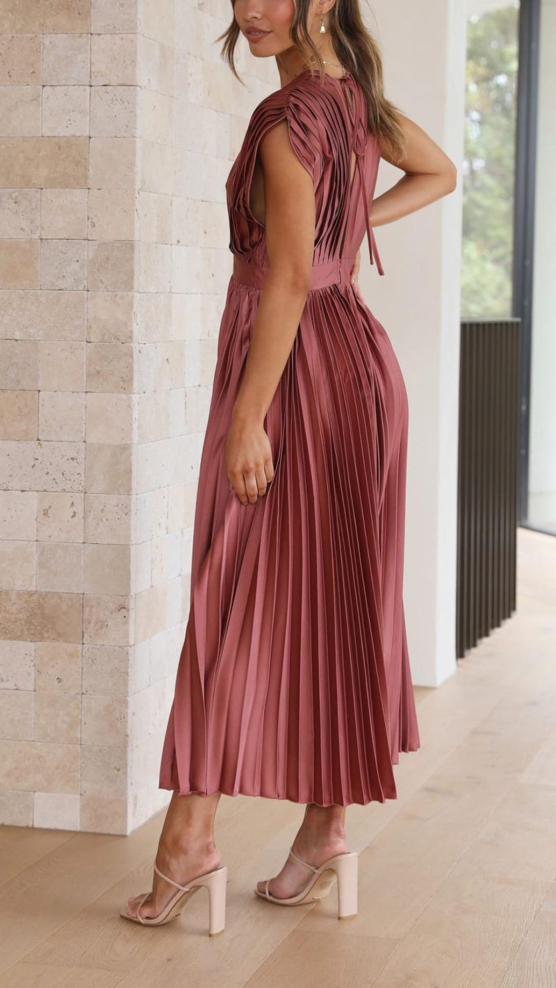 Women Elegant Pleated Midi Dress | Mila