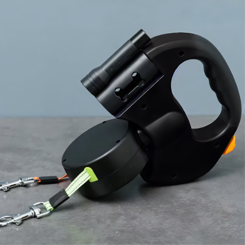 Double Dog Lead Black Nylon | Tanglefree-4