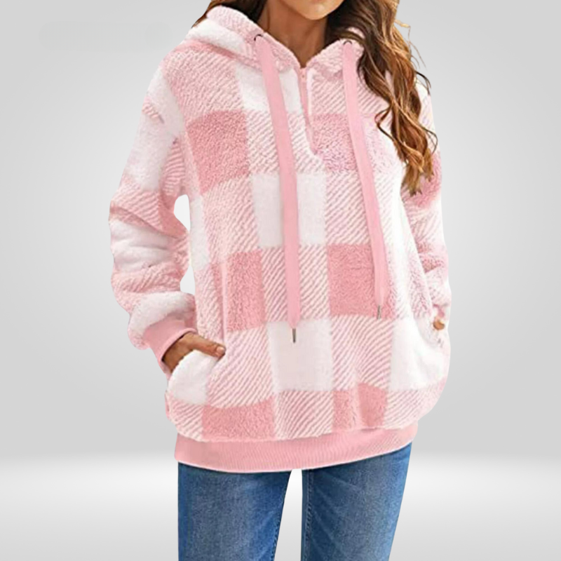 Women Cozy Plaid Fleece Hoodie | Dana