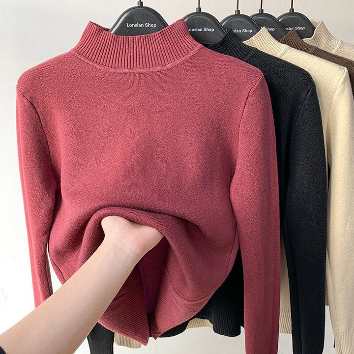 Women Fleece-Lined Turtleneck Knit Sweater | Camila