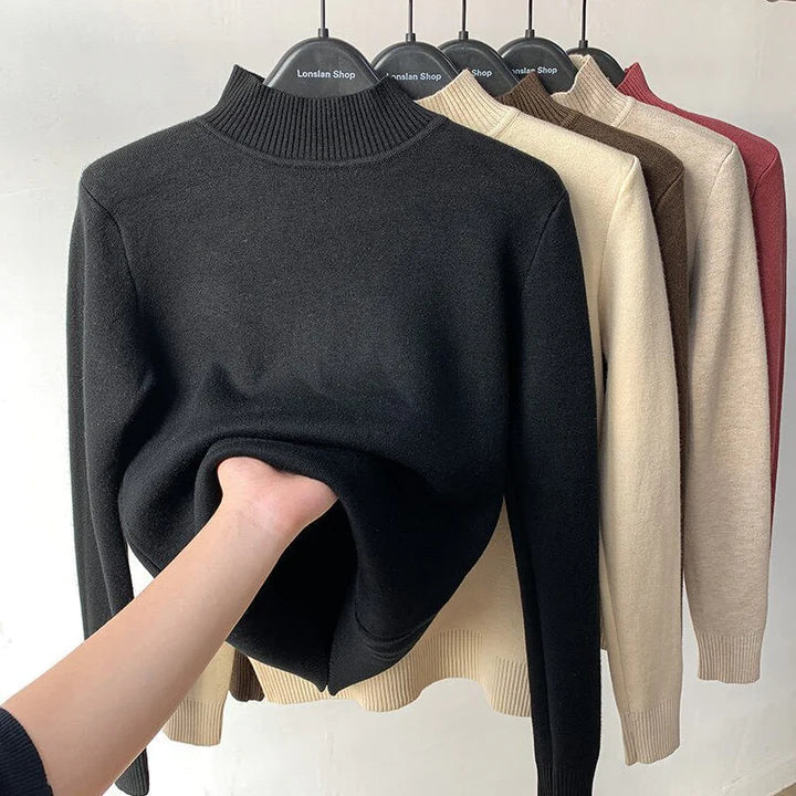 Women Fleece-Lined Turtleneck Knit Sweater | Camila