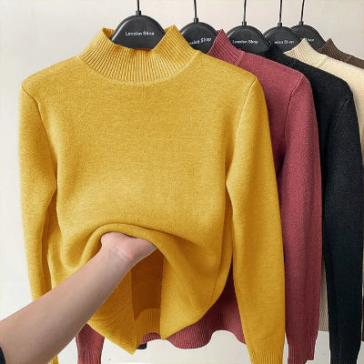 Women Fleece-Lined Turtleneck Knit Sweater | Camila