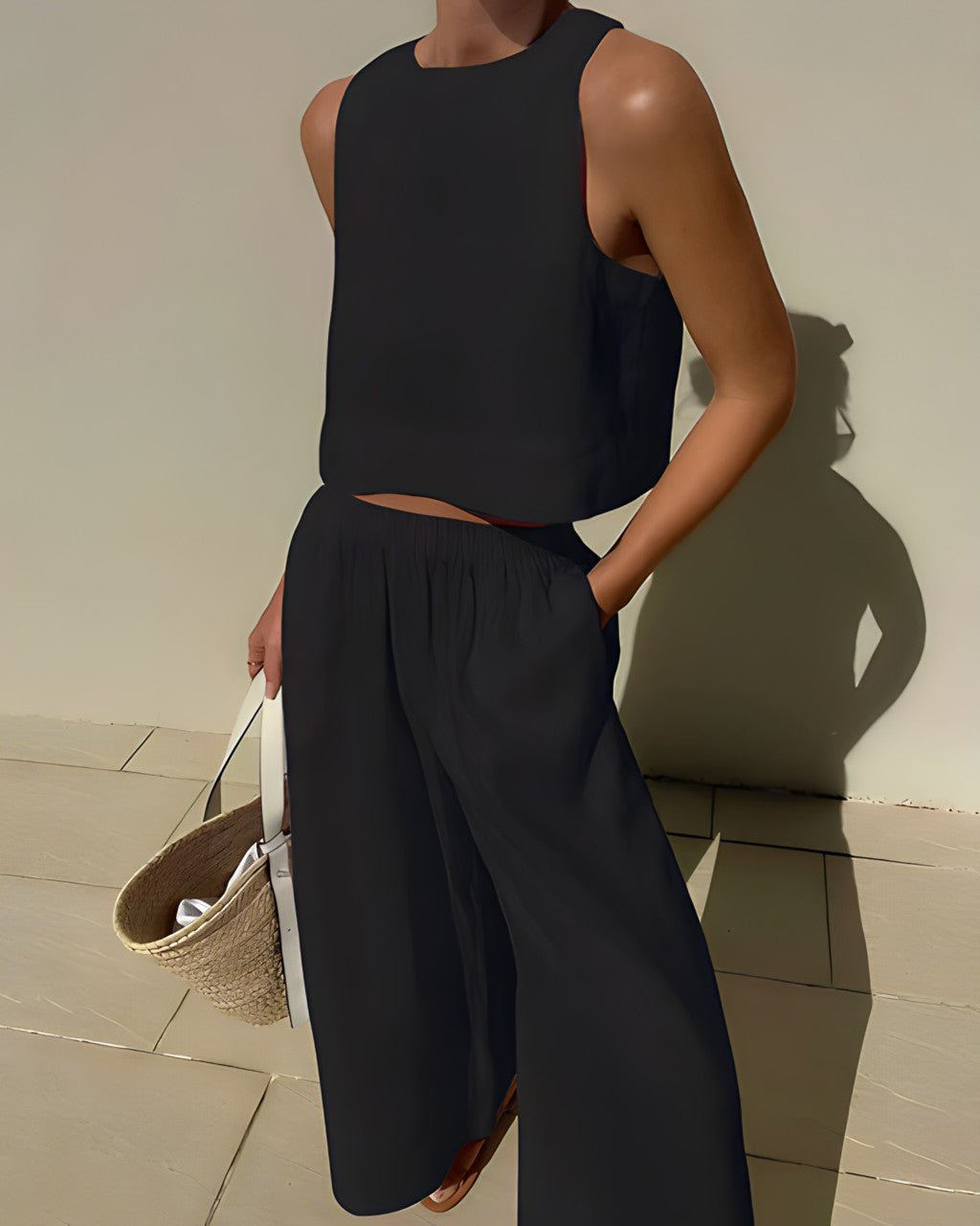 Women Crop Top and Wide Leg Pants Set | Isla