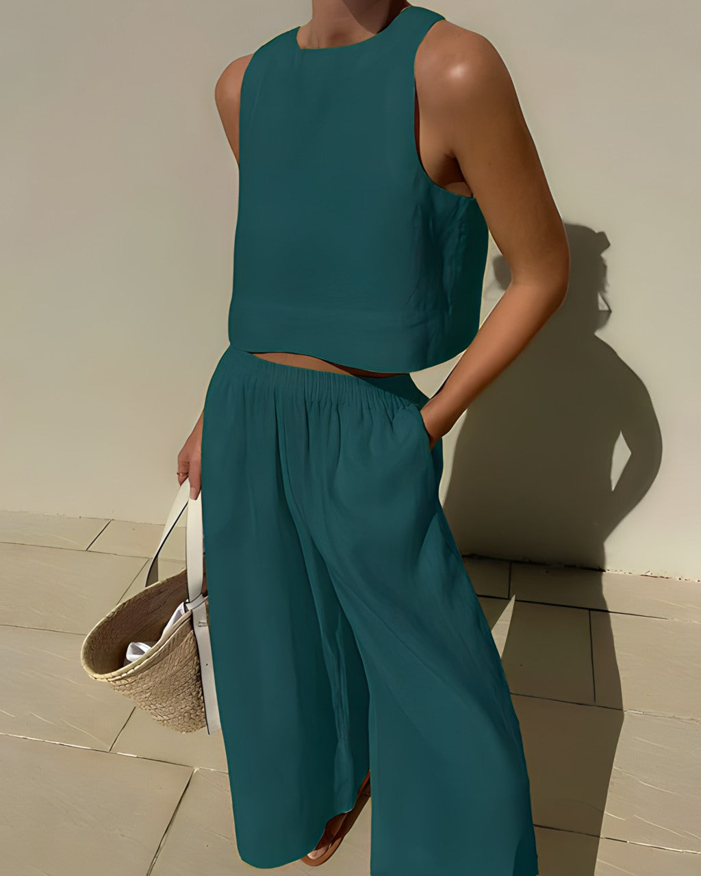 Women Crop Top and Wide Leg Pants Set | Isla