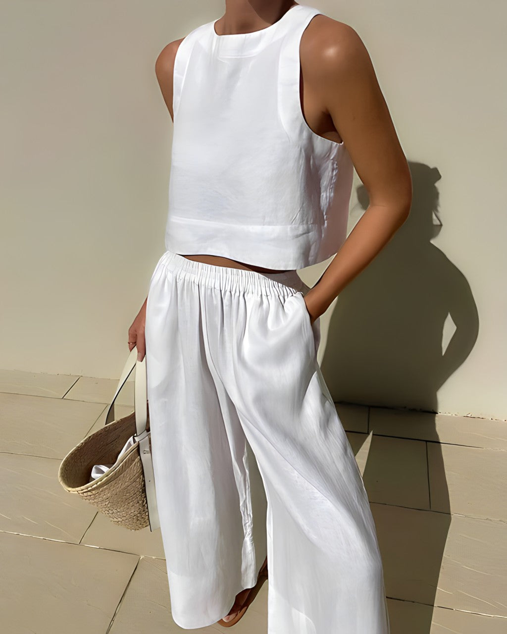 Women Crop Top and Wide Leg Pants Set | Isla
