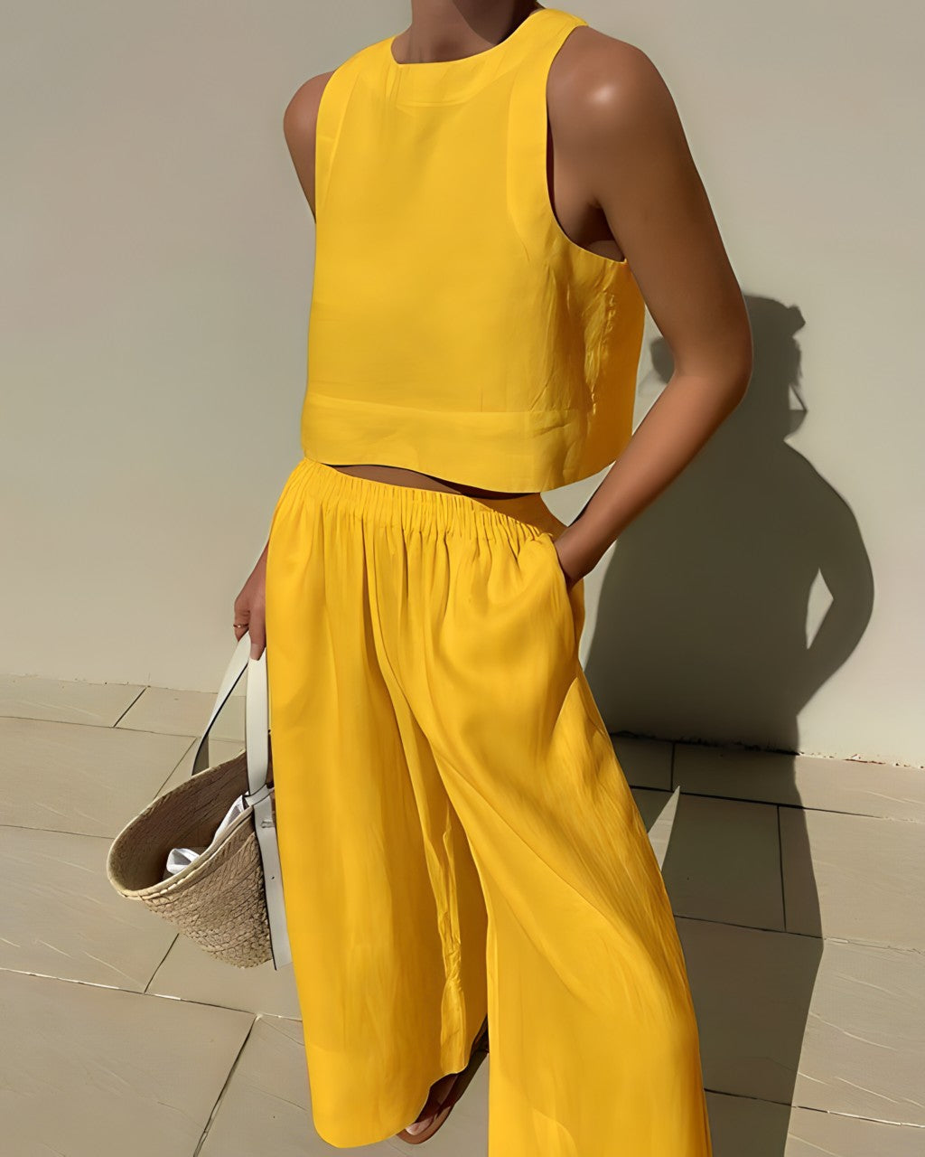 Women Crop Top and Wide Leg Pants Set | Isla