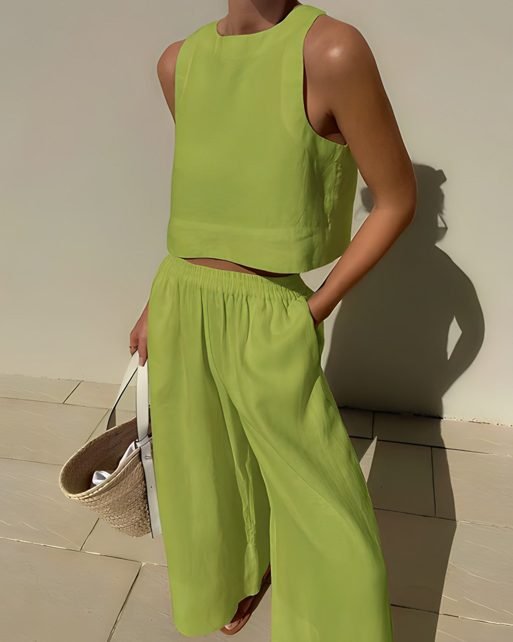 Women Crop Top and Wide Leg Pants Set | Isla