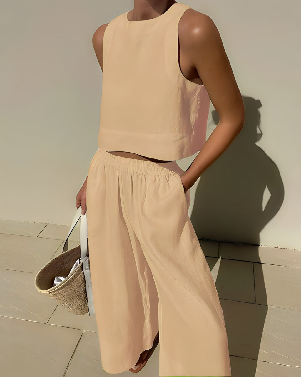 Women Crop Top and Wide Leg Pants Set | Isla