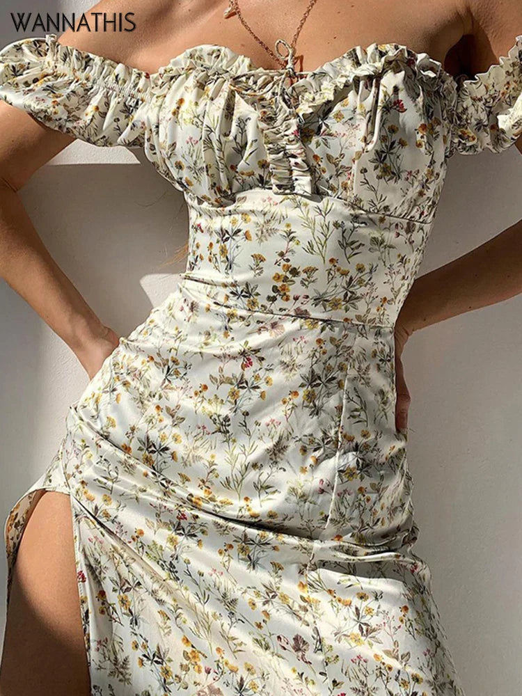 Women Off Shoulder Floral Dress Lightweight | Ophelia-3