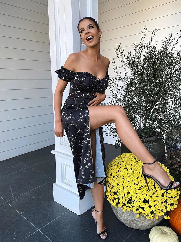 Variant image for Women Off Shoulder Floral Dress Lightweight | Ophelia-7