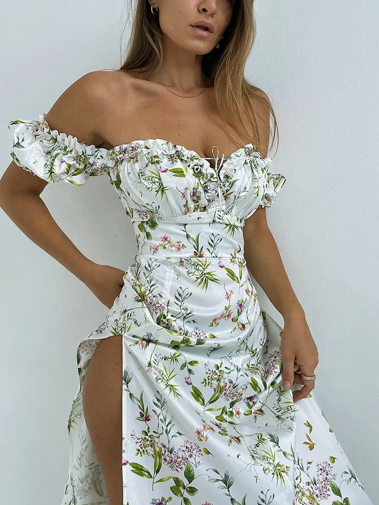 Variant image for Women Off Shoulder Floral Dress Lightweight | Ophelia-13