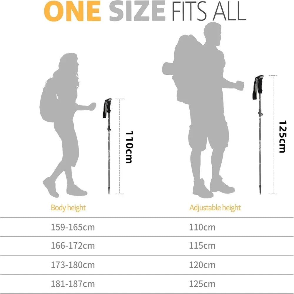 Ultralight Collapsible Hiking Poles with EVA Grip – Adjustable Telescopic Walking Sticks for Hiking and Camping 2