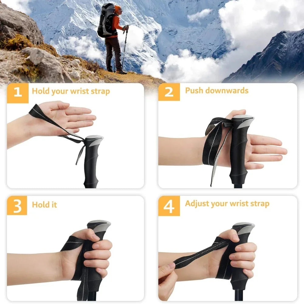 Ultralight Collapsible Hiking Poles with EVA Grip – Adjustable Telescopic Walking Sticks for Hiking and Camping 3