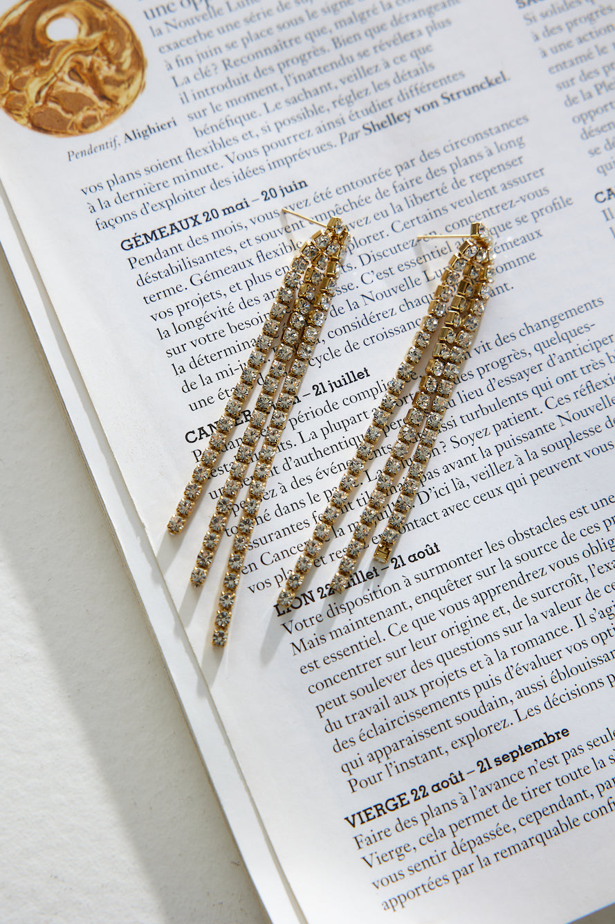 Women Earrings Gold Plated Diamante | Glamour-3