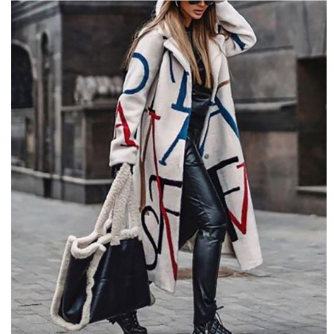 Women Bold Harlequin Long Coat | Lana