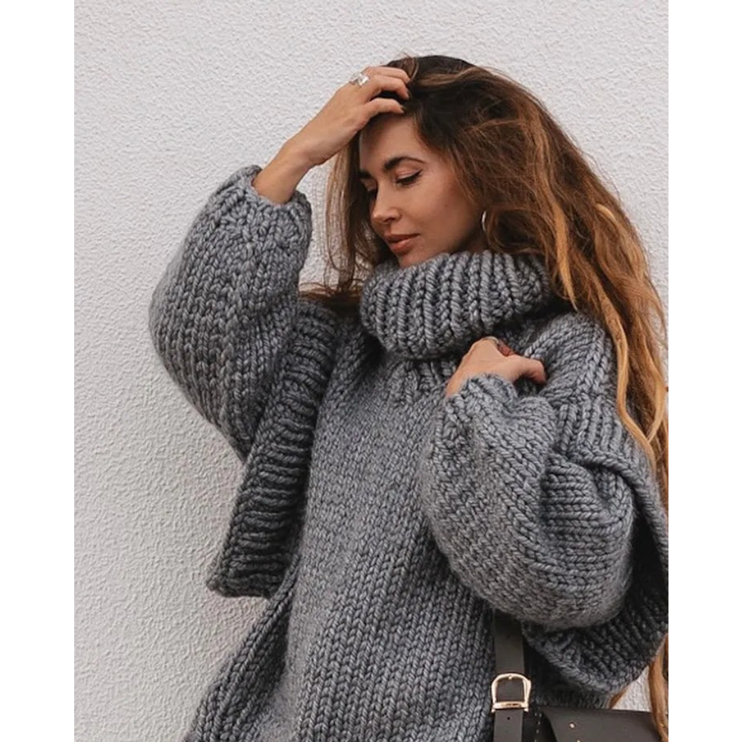Women Chunky Knit High Neck Sweater | Olivia