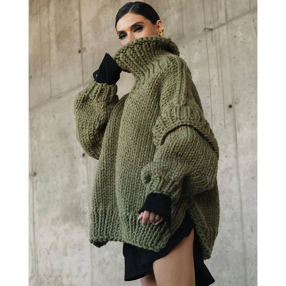 Women Chunky Knit High Neck Sweater | Olivia