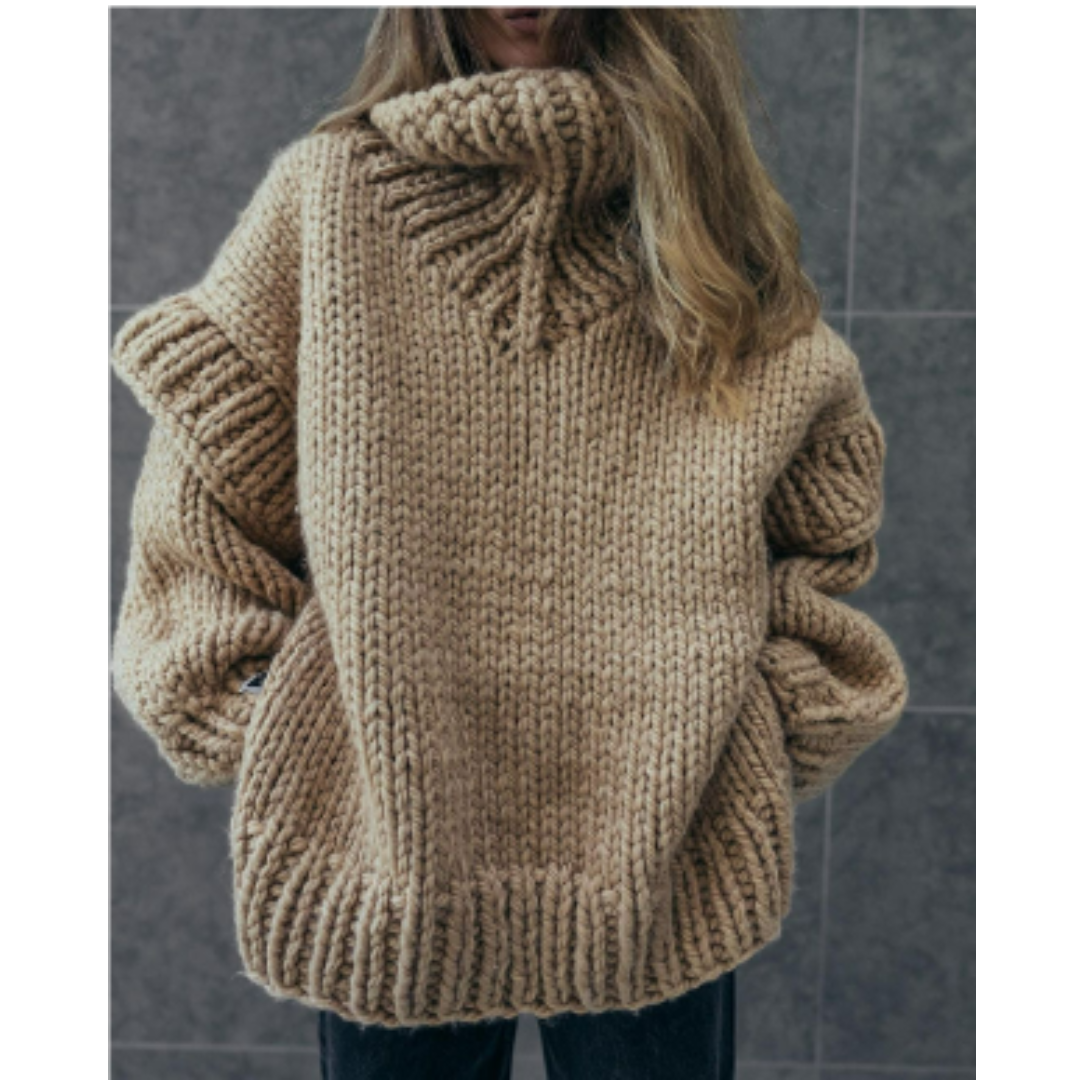 Women Chunky Knit High Neck Sweater | Olivia