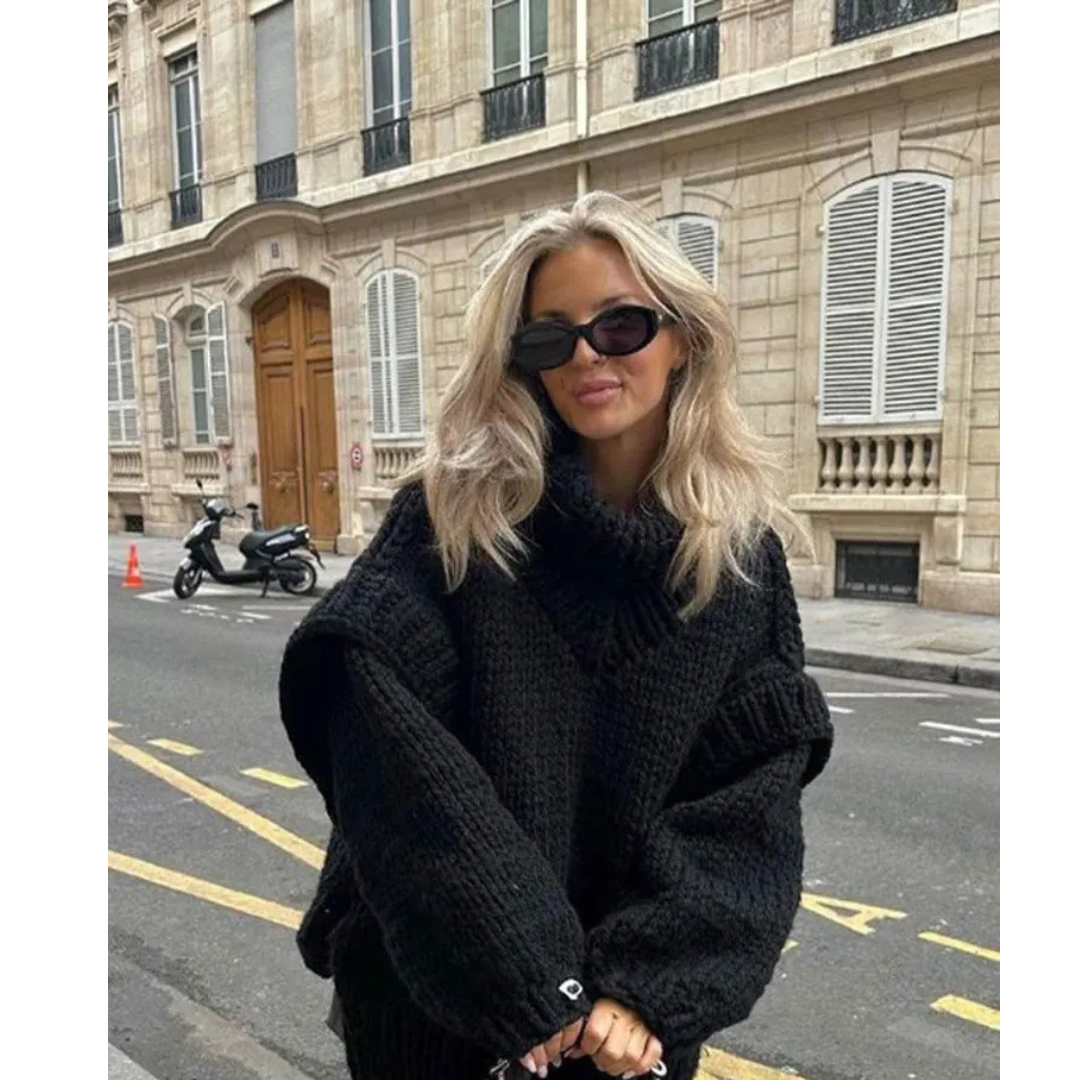 Women Chunky Knit High Neck Sweater | Olivia