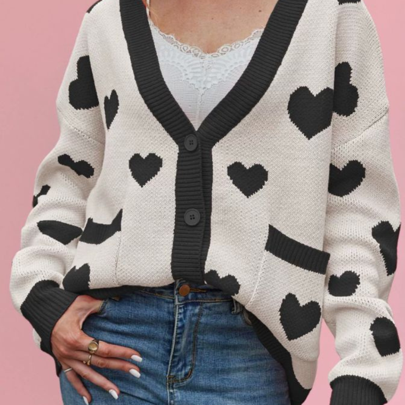Heart Knit Cropped Cardigan | Hyacinth