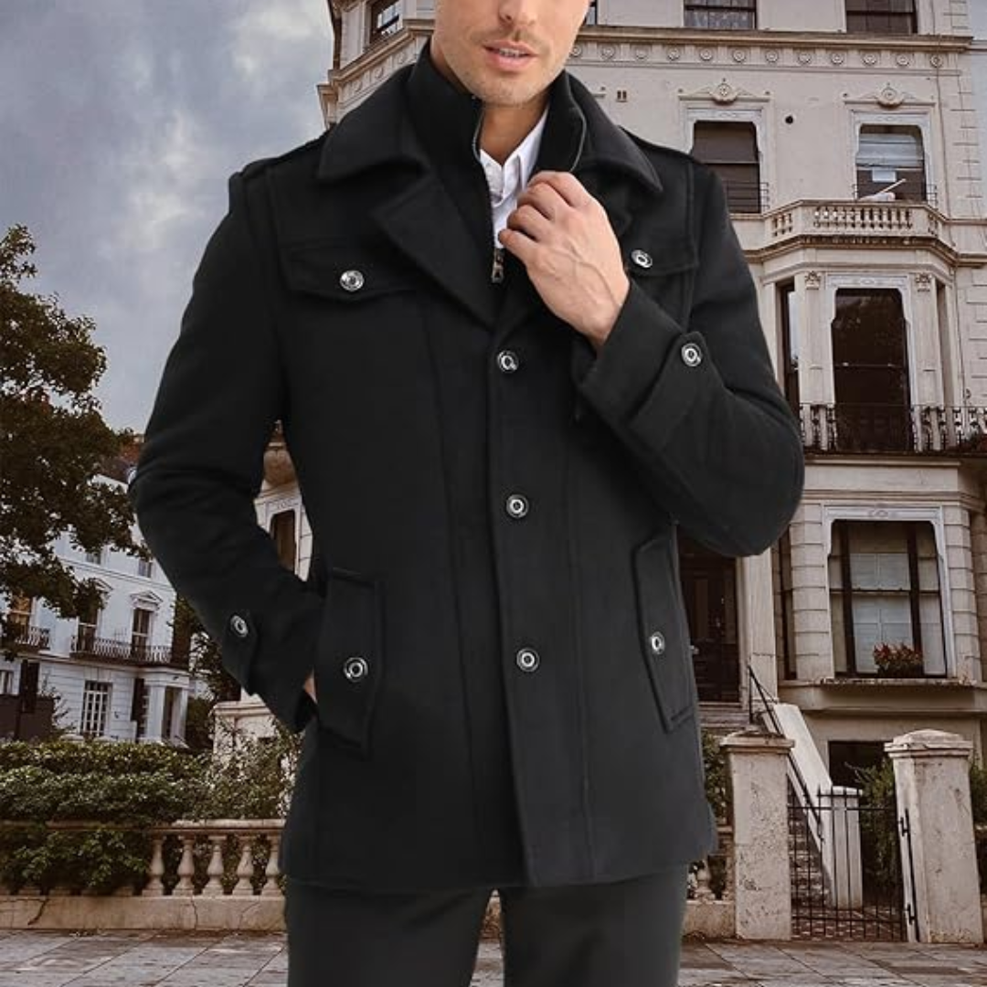Sam - Elegant Winter Trench Coat for Men - Sleek & Cozy