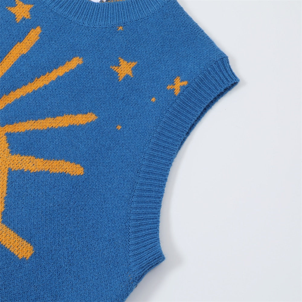 Women Evil Eyes Printed Intarsia Sweater Vest | Vane