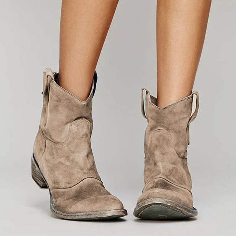 Women Cowboy Boots Gray Leather | Destiny-1