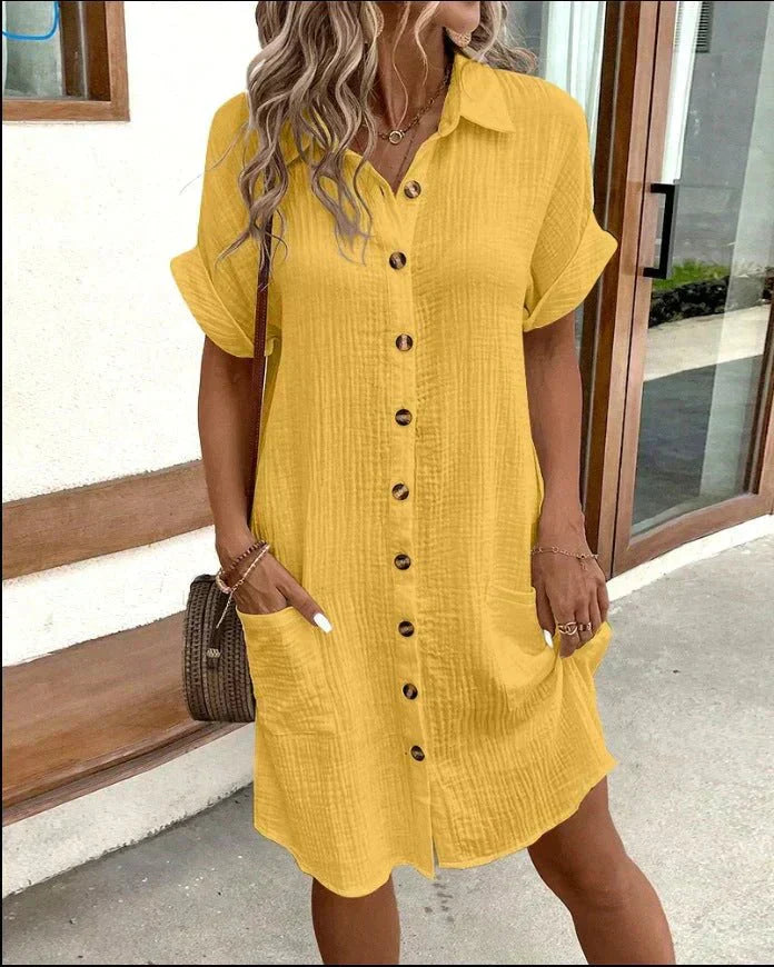 Button-Down Pocket Shirt Dress | Raelin