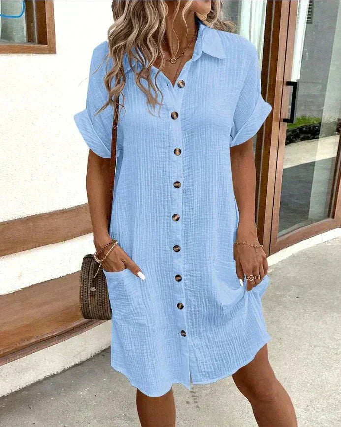 Button-Down Pocket Shirt Dress | Raelin