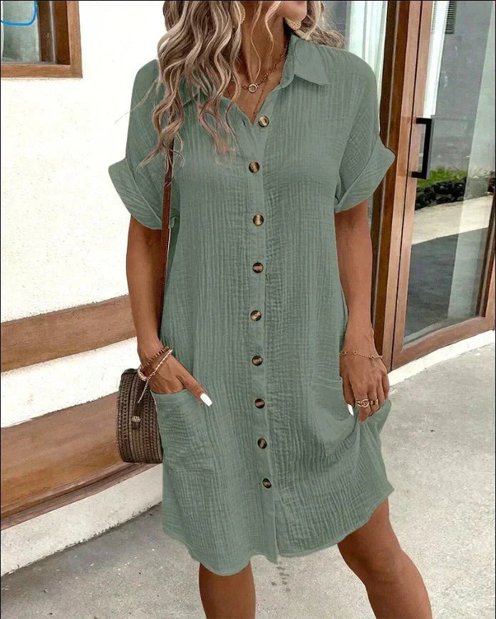 Button-Down Pocket Shirt Dress | Raelin