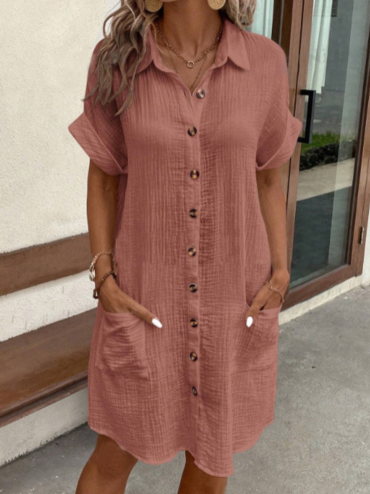 Button-Down Pocket Shirt Dress | Raelin