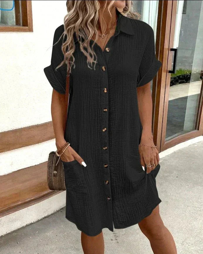 Button-Down Pocket Shirt Dress | Raelin