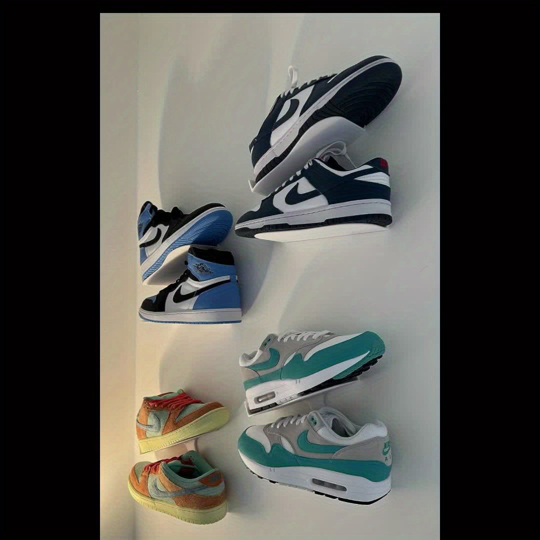 Wall-Mounted Metal Shoe Rack with Adjustable Hooks – Space-Saving Sneaker Organizer for Stylish Display 4
