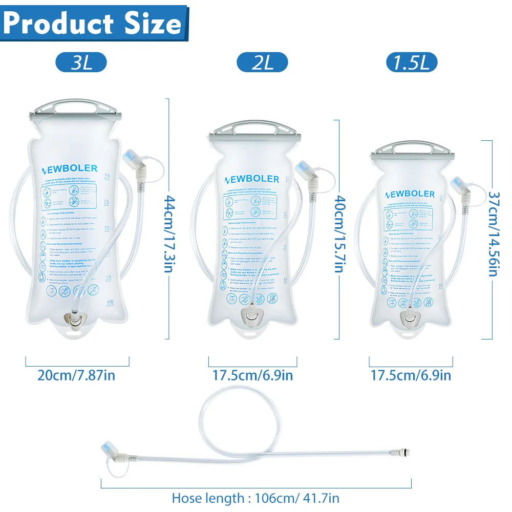 Water Bladder 1.5L/2L/3L for Camping, Running, Hiking – Durable TPU Hydration Bladder with Quick Release System 1