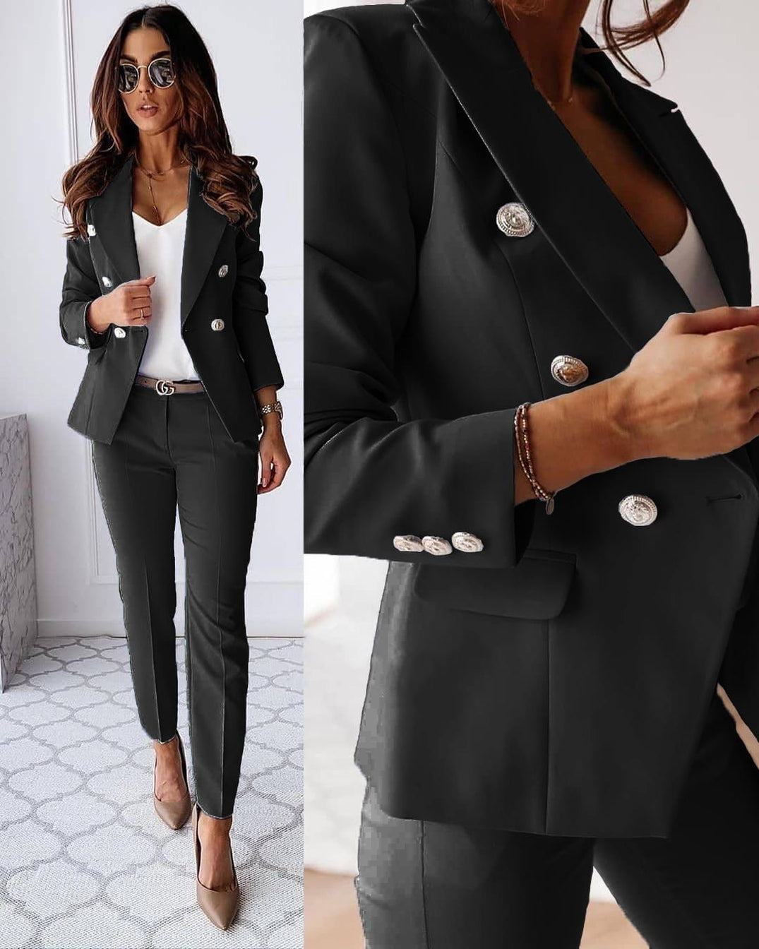 Women Double-Breasted& Suit Set | Edith