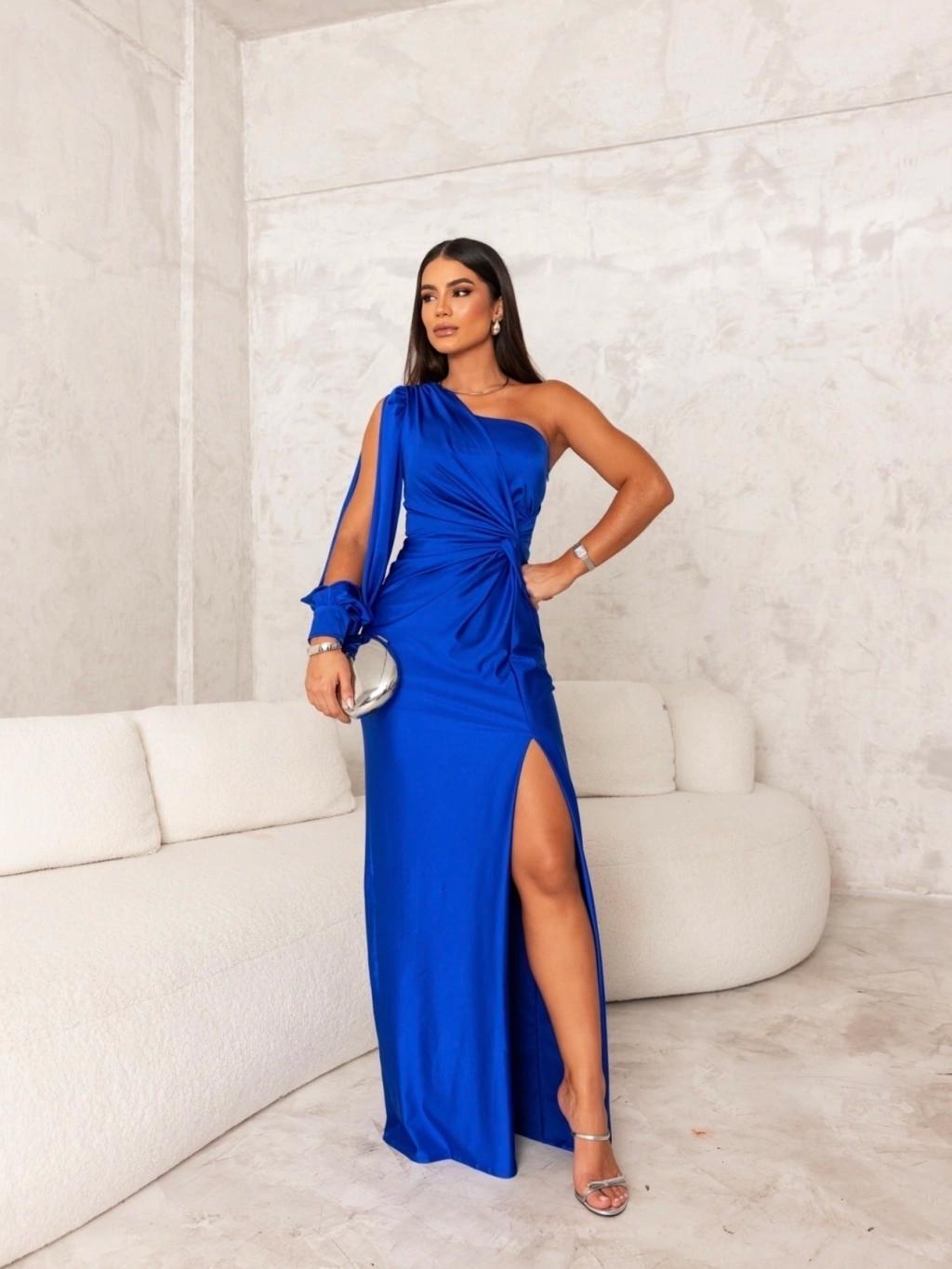 Women One-Sleeve Knotted Maxi Dress | Elara