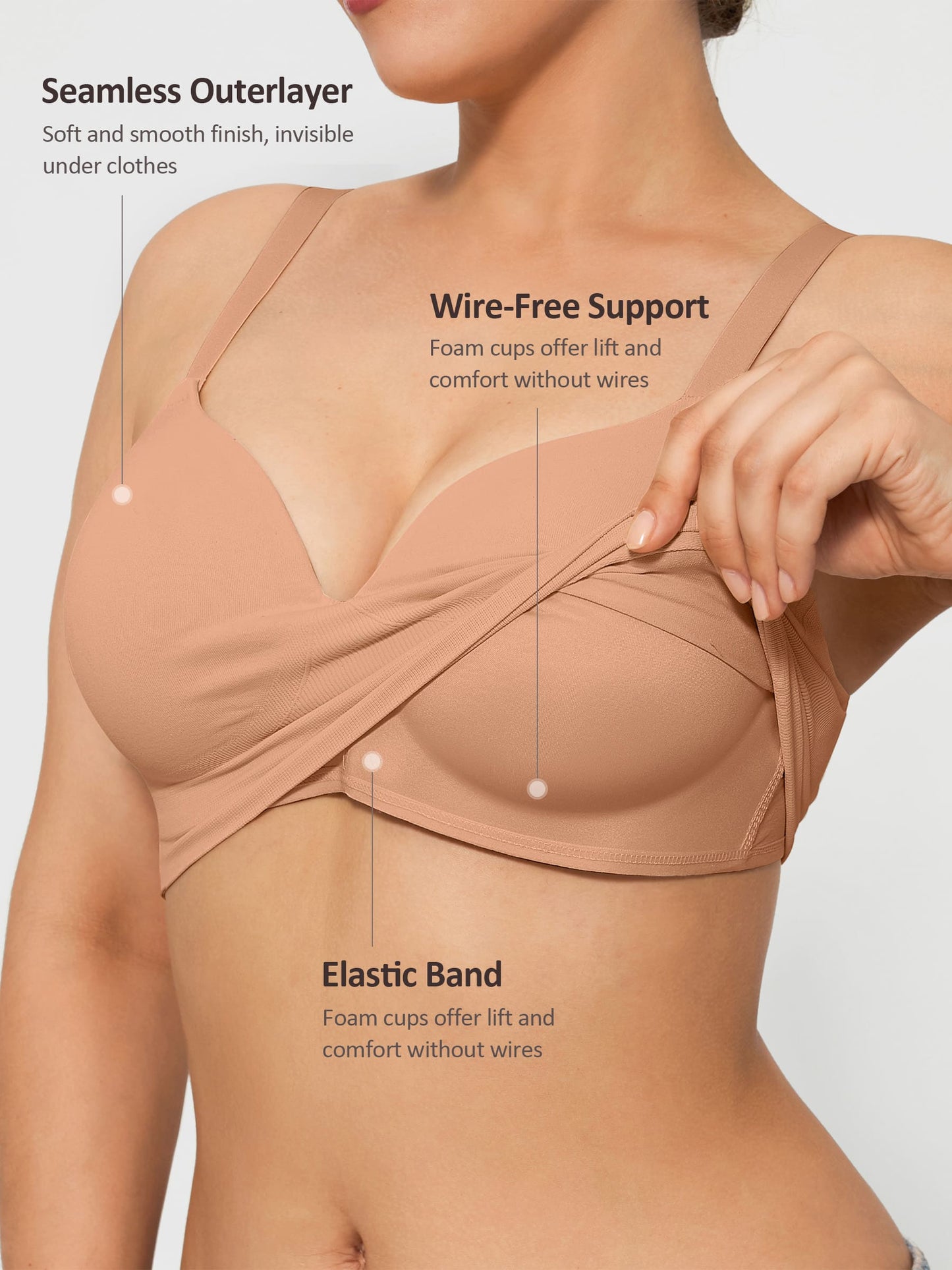 Seamless Wireless Push-Up Bra with Convertible Straps