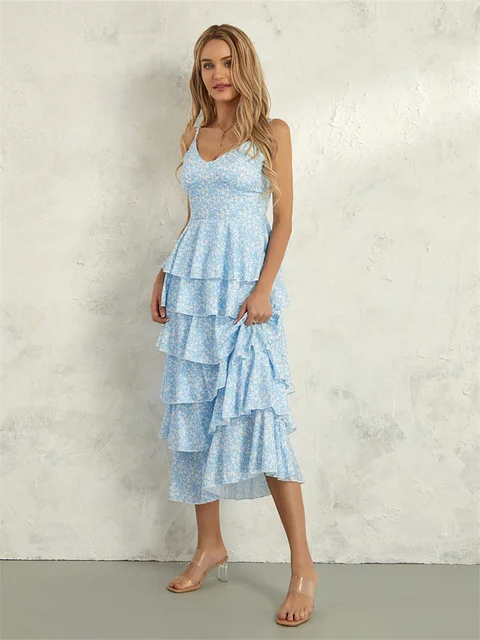 Women Ruffled Tiered Midi Dress | Ursula